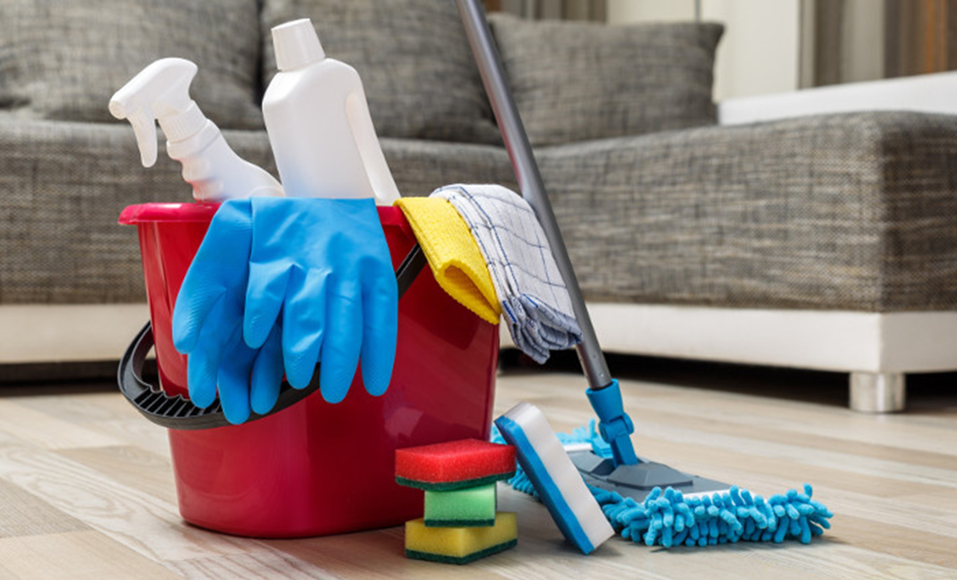 Residential cleaning service in a bright modern home
